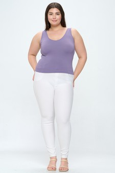 Lady's V or U Neckline Reversible Seamless Tank style 4