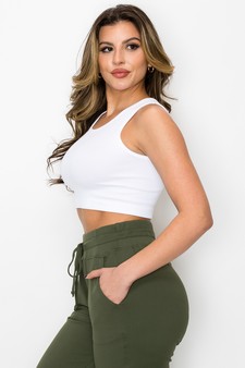 Women’s Ribbed High Neck Cropped Tank Top style 2