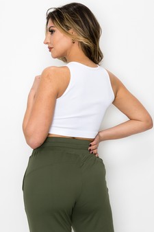 Women’s Ribbed High Neck Cropped Tank Top style 3