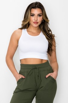 Women’s Ribbed High Neck Cropped Tank Top
