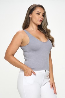 Women's Seamless Reversible Stonewashed Ribbed Tank style 2