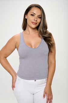 Women's Seamless Reversible Stonewashed Ribbed Tank style 4