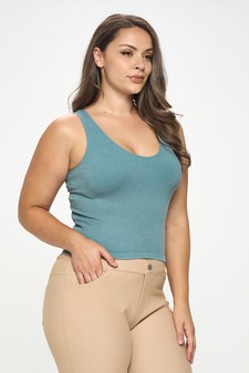 Women's Seamless Reversible Stonewashed Ribbed Tank style 2