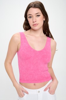 Women's Seamless Reversible Stonewashed Ribbed Tank style 4