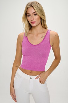 Women's Seamless Reversible Stonewashed Ribbed Tank style 4