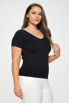 Women’s Seamless Reversible V-Neck Short Sleeve Top style 2