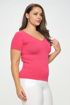 Women’s Seamless Reversible V-Neck Short Sleeve Top style 2