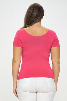 Women’s Seamless Reversible V-Neck Short Sleeve Top style 3