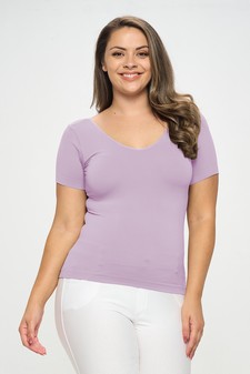 Women’s Seamless Reversible V-Neck Short Sleeve Top style 3