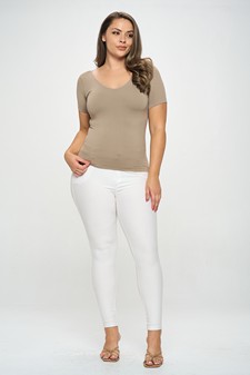 Women’s Seamless Reversible V-Neck Short Sleeve Top style 5