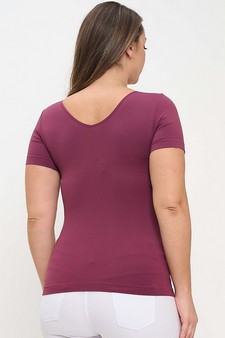 Women’s Seamless Reversible V-Neck Short Sleeve Top style 2