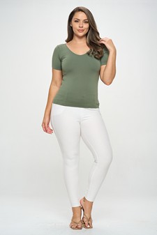 Women’s Seamless Reversible V-Neck Short Sleeve Top style 5