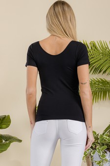 Women’s Seamless Reversible V-Neck Short Sleeve Top style 3