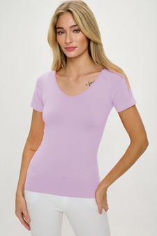 Women’s Seamless Reversible V-Neck Short Sleeve Top style 2