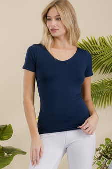 Women’s Seamless Reversible V-Neck Short Sleeve Top style 4