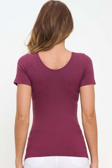 Women’s Seamless Reversible V-Neck Short Sleeve Top style 2