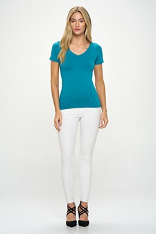 Women’s Seamless Reversible V-Neck Short Sleeve Top style 5