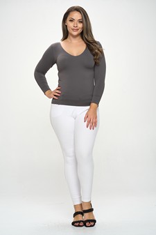 Women’s Seamless Reversible V-Neck Long Sleeve Top (New Version) style 5