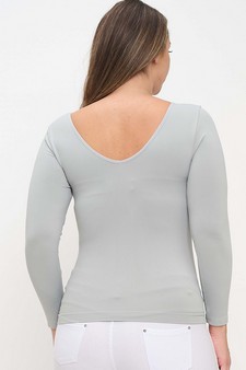 Women’s Seamless Reversible V-Neck Long Sleeve Top (New Version) style 2