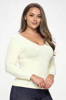 Women’s Seamless Reversible V-Neck Long Sleeve Top (New Version) style 2