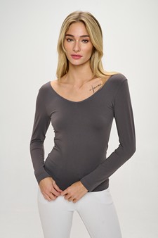 Women’s Seamless Reversible V-Neck Long Sleeve Top (New Version) style 4