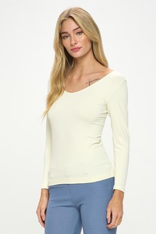 Women’s Seamless Reversible V-Neck Long Sleeve Top (New Version) style 2