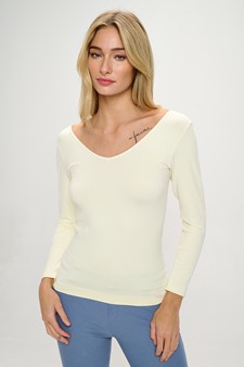 Women’s Seamless Reversible V-Neck Long Sleeve Top (New Version) style 4