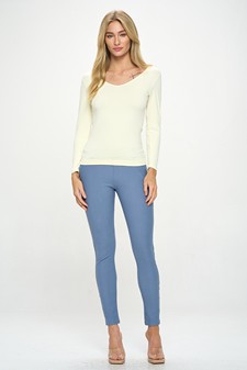 Women’s Seamless Reversible V-Neck Long Sleeve Top (New Version) style 5