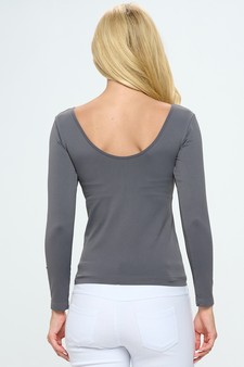Women’s Seamless Reversible V-Neck Long Sleeve Top style 3
