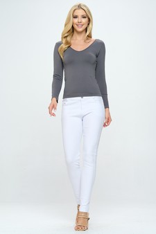 Women’s Seamless Reversible V-Neck Long Sleeve Top style 4