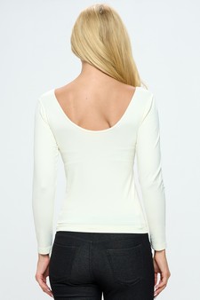 Women’s Seamless Reversible V-Neck Long Sleeve Top style 3