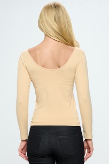 Women’s Seamless Reversible V-Neck Long Sleeve Top style 3