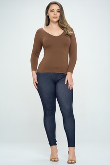 Women’s Seamless Reversible V-Neck Long Sleeve Top (New Version) style 5