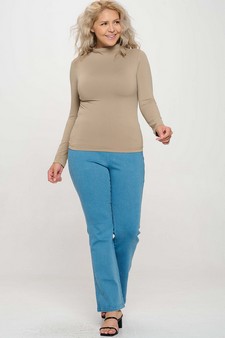 Women’s Bare Essential Seamless Mock Neck Long Sleeve Top style 5