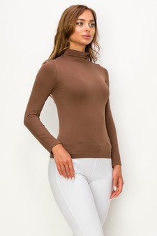 Women’s Bare Essential Seamless Mock Neck Long Sleeve Top style 2