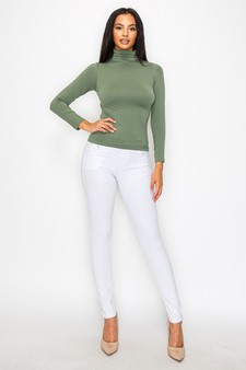 Women’s Bare Essential Seamless Mock Neck Long Sleeve Top style 4