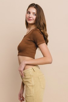 Ribbed Short Sleeve Cropped Top style 2