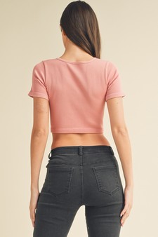 Ribbed Short Sleeve Cropped Top style 4