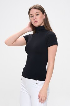 Women’s Bare Essential Seamless Mock Neck Short Sleeve Top style 2