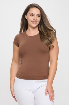 Women's Seamless Crew Neck Short Sleeve Top - Plus Size style 2