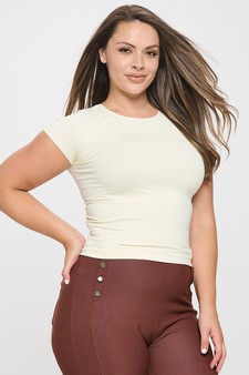 Women's Seamless Crew Neck Short Sleeve Top - Plus Size style 2