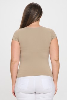 Women's Seamless Crew Neck Short Sleeve Top - Plus Size style 3