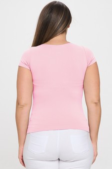 ETA 06/04/26 - Women's Seamless Crew Neck Short Sleeve Top - Plus Size style 2