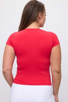 Women's Seamless Crew Neck Short Sleeve Top - Plus Size style 2