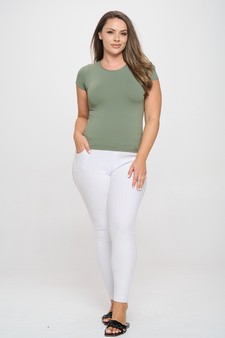 Women's Seamless Crew Neck Short Sleeve Top - Plus Size style 5