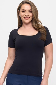 Seamless Scoop Neck Short Sleeve Top style 4