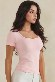 Seamless Scoop Neck Short Sleeve Top style 3