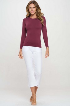 Women's Seamless Round Neck Long Sleeve Top style 4