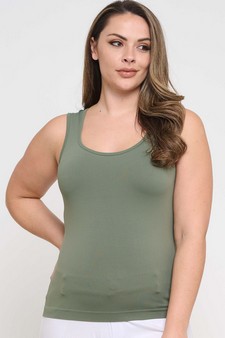 Women's U Neck Solid Seamless Tank style 4