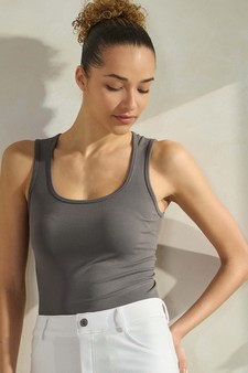 Women's U Neck Solid Seamless Tank style 4